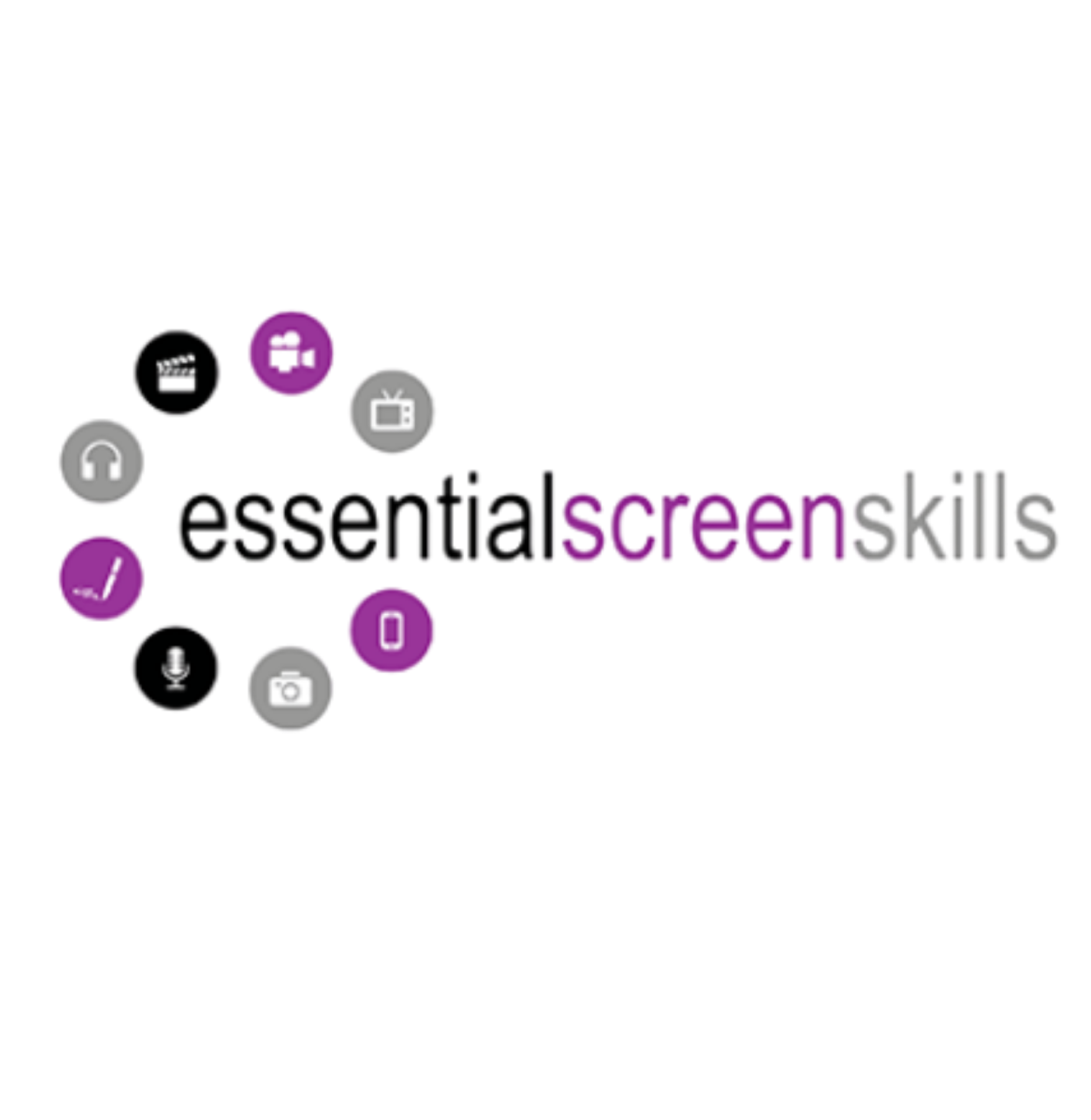 Close-up of various pill bottles, pills, and medication containers on a black background. The image appears to be a digital graphic design for a medication or healthcare-related website, with the text "essential screen skills" partially visible.