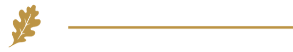 A gold striped line and a gold oak leaf design.