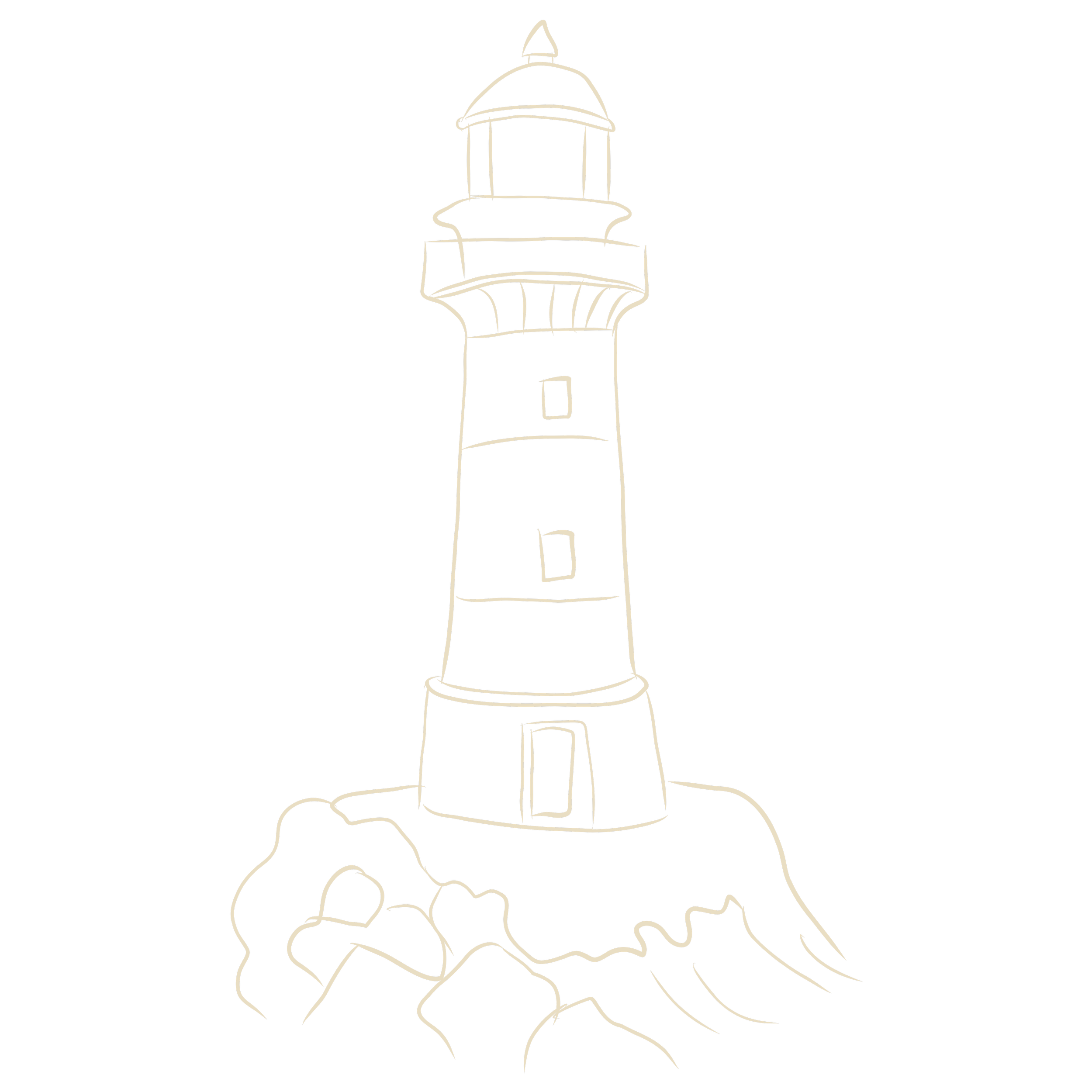 Minimalist lighthouse illustration symbolizing guidance, resilience, and hope.