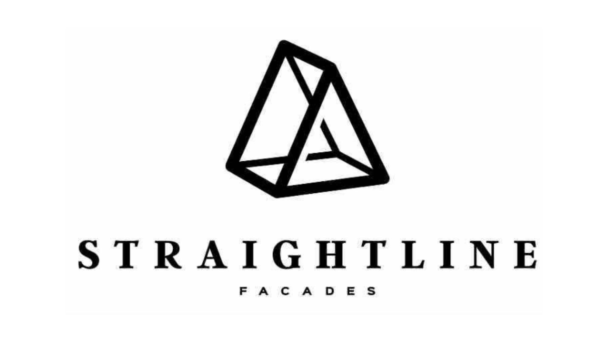 Logo of StraightLine Facades featuring a stylized geometric outline of a building or facade above the business name