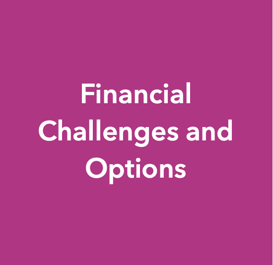 Purple background with white text that reads 'Financial Challenges and Options'.