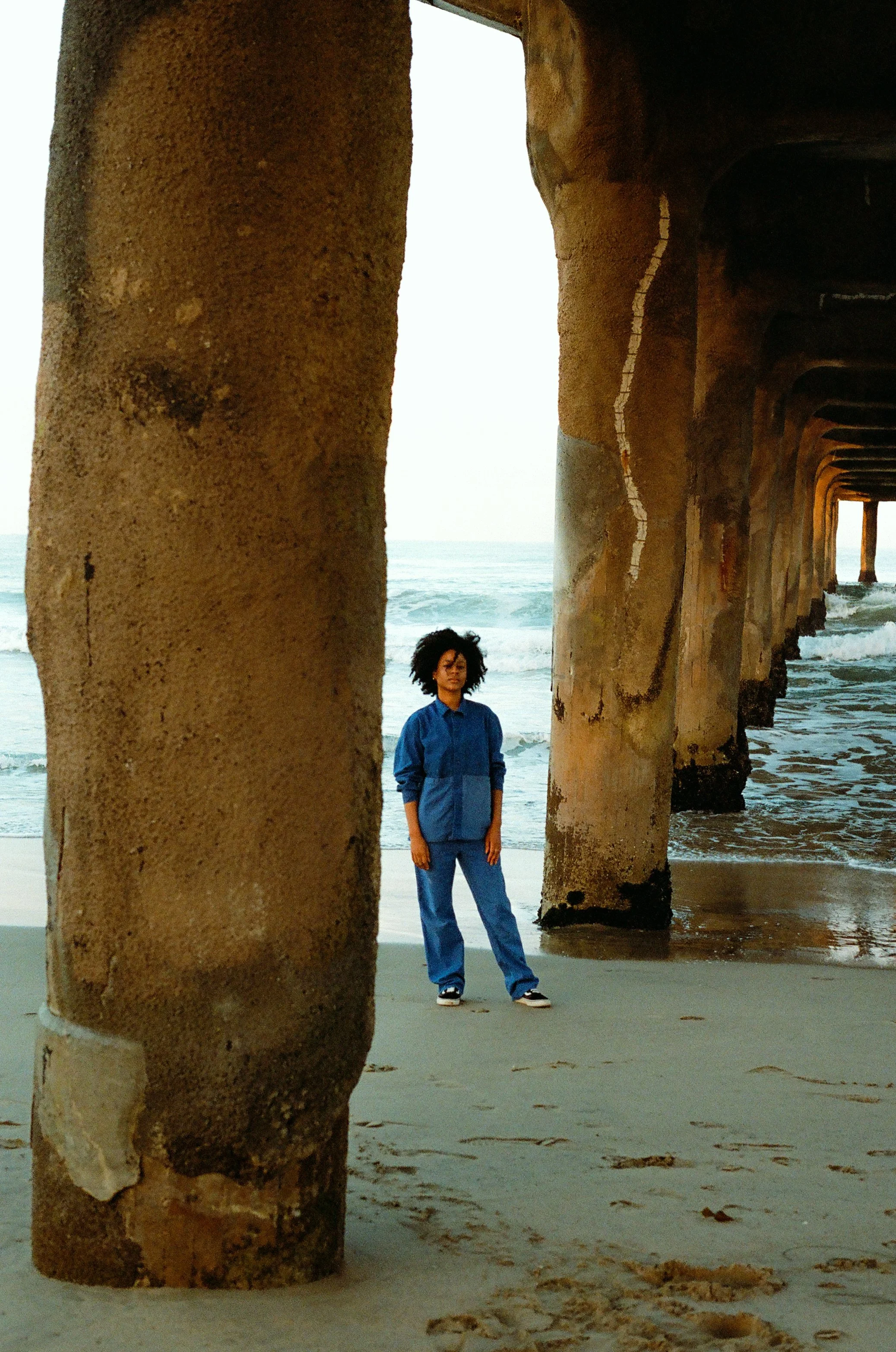 Film photograph of Barbara Polanco at Bruce's Beach, Manhattan Beach, shot by Temi Lawson