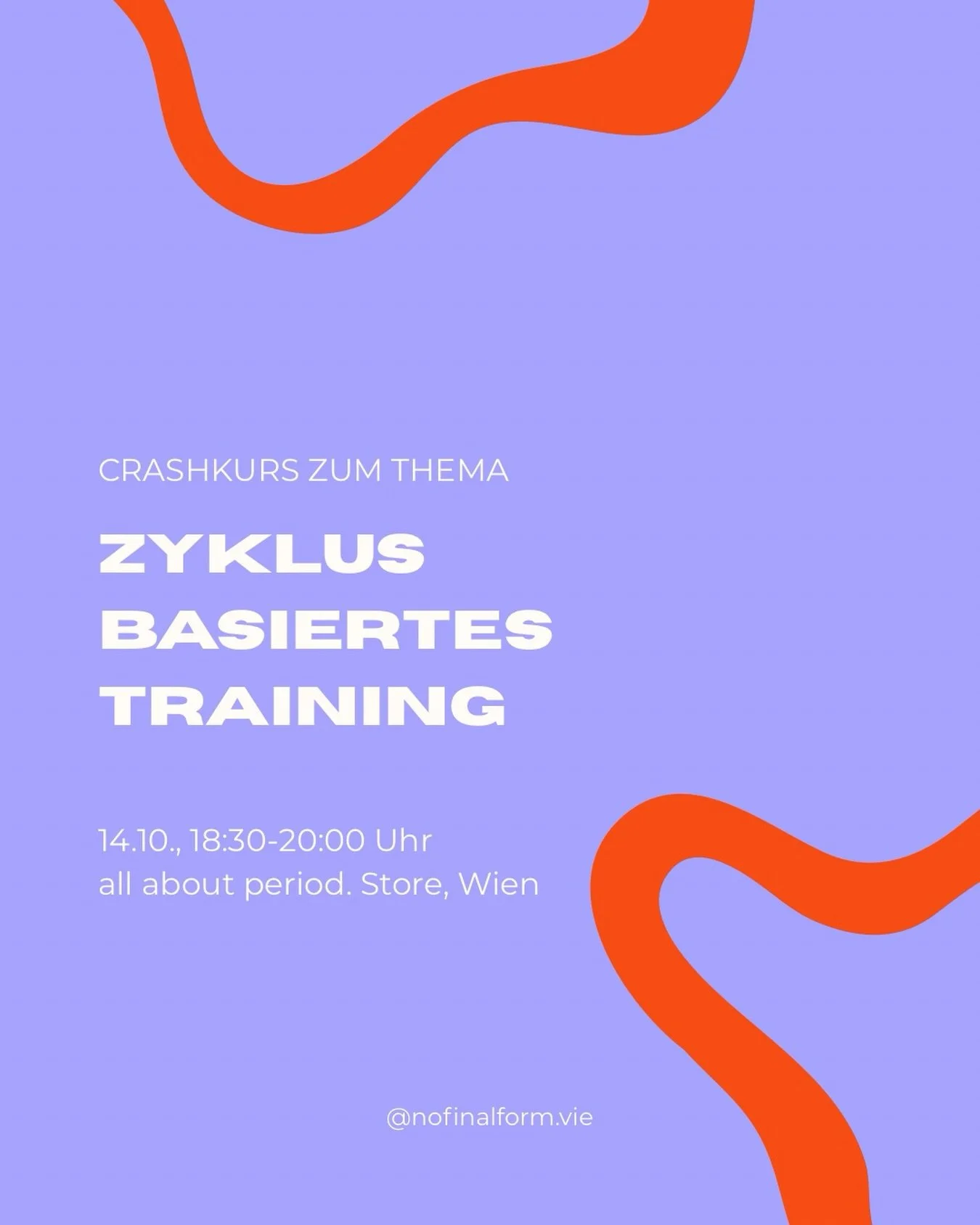 ✨ Eventank&uuml;ndigung ✨

Dein Menstruationszyklus beeinflusst so vieles - dein Wohlbefinden, deine emotionale Kapazit&auml;ten, Energie und auch Kraft. Die Fluktuationen in deinem Zyklus sind auch relevant f&uuml;r den Sport und das Training. Du ka