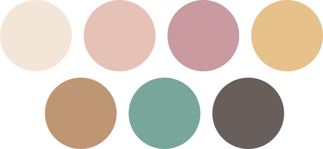 Soft color palette used in surface pattern design collections.