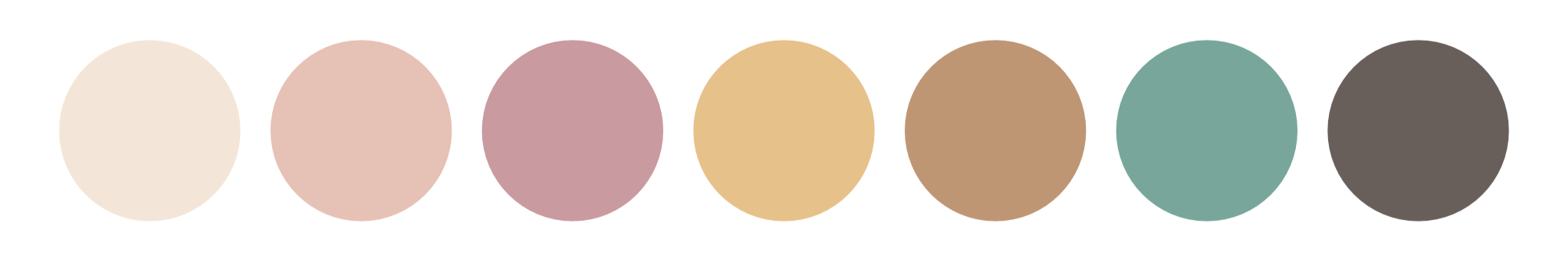 Color palette for the Love Lives Here surface pattern collection featuring blush pink, warm neutrals, sage green and soft lavender accents.