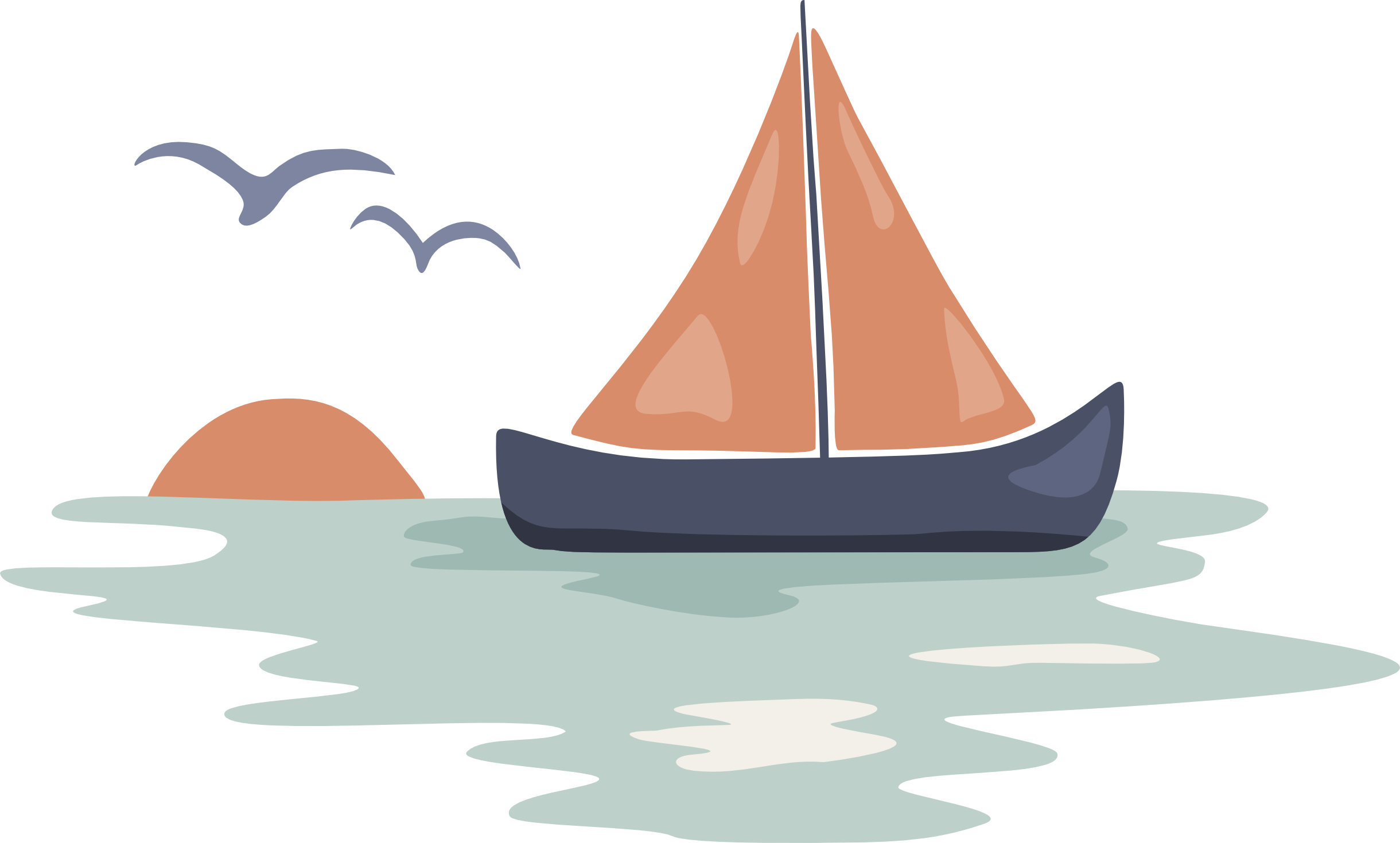 Minimal sailboat illustration inspired by the Dusk Sailing collection.