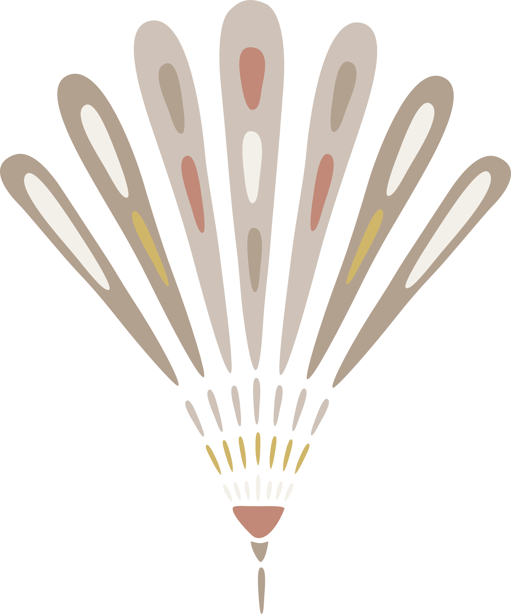 Illustrated fan palm leaf from the Parrot Garden collection.
