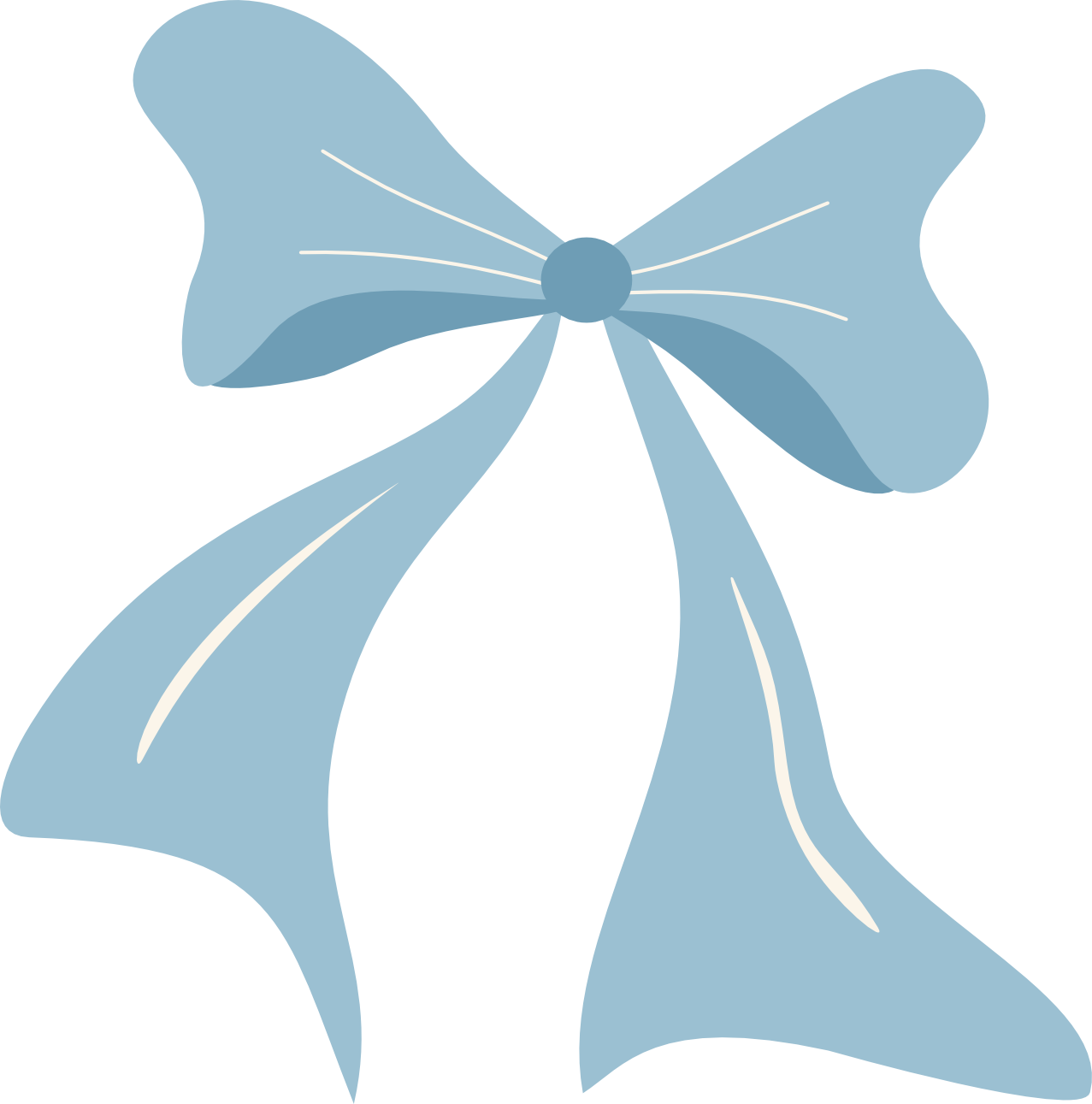 Minimal blue ribbon bow illustration inspired by the Studio Spring collection, symbolizing thoughtful gifting, stationery and spring celebrations.