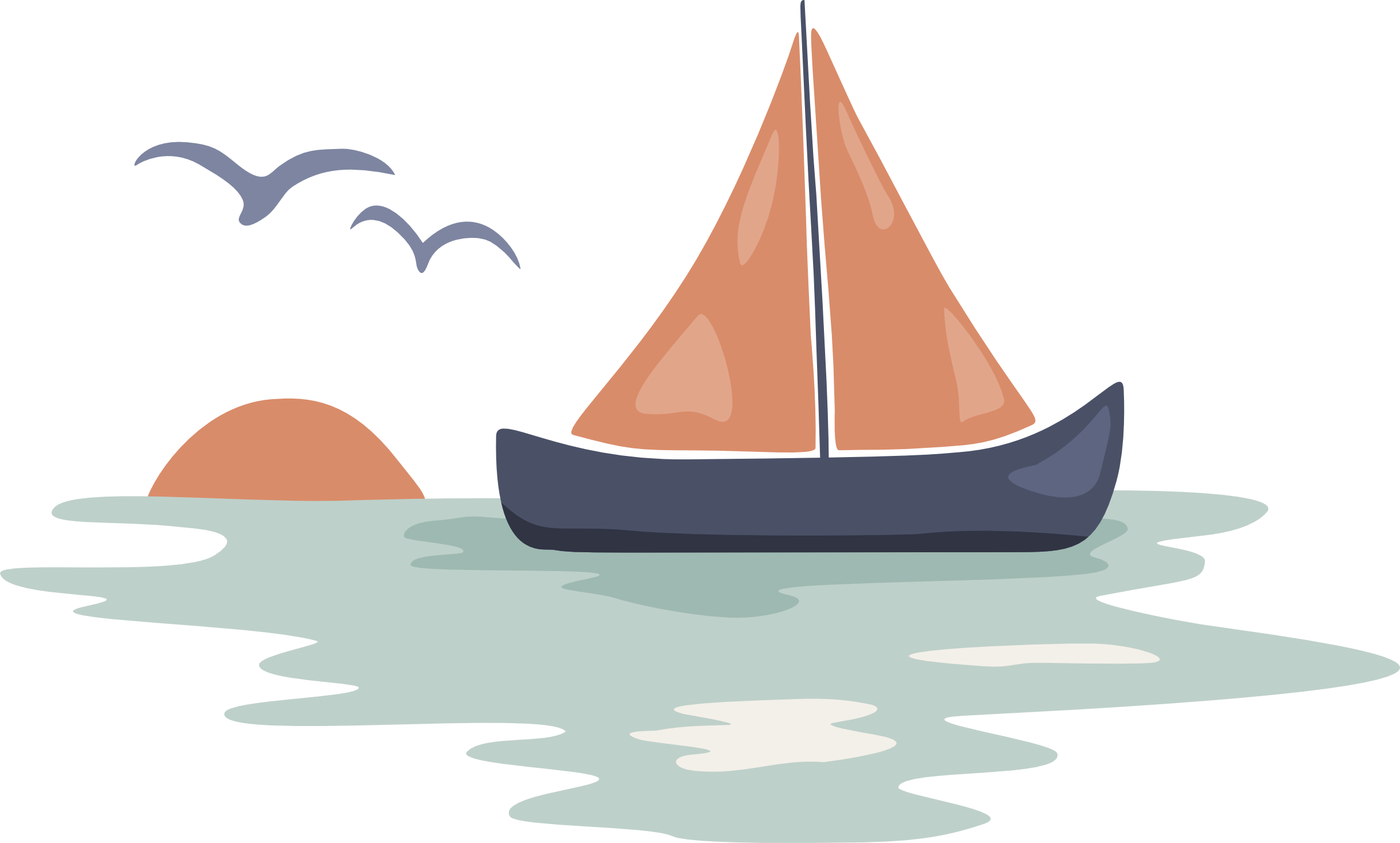Minimal sailboat illustration inspired by the Dusk Sailing collection.