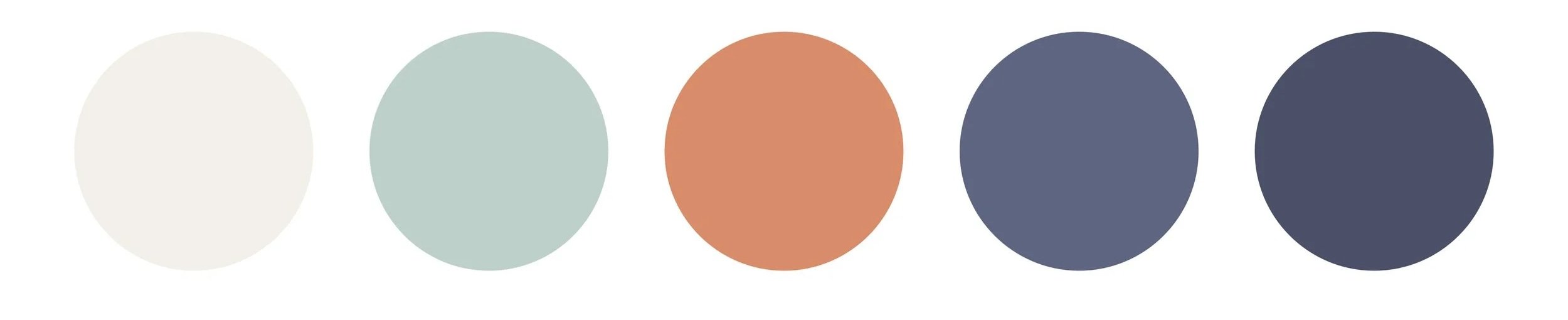 Color palette for the Dusk Sailing collection featuring seafoam green, warm cream, muted navy and terracotta nautical tones.
