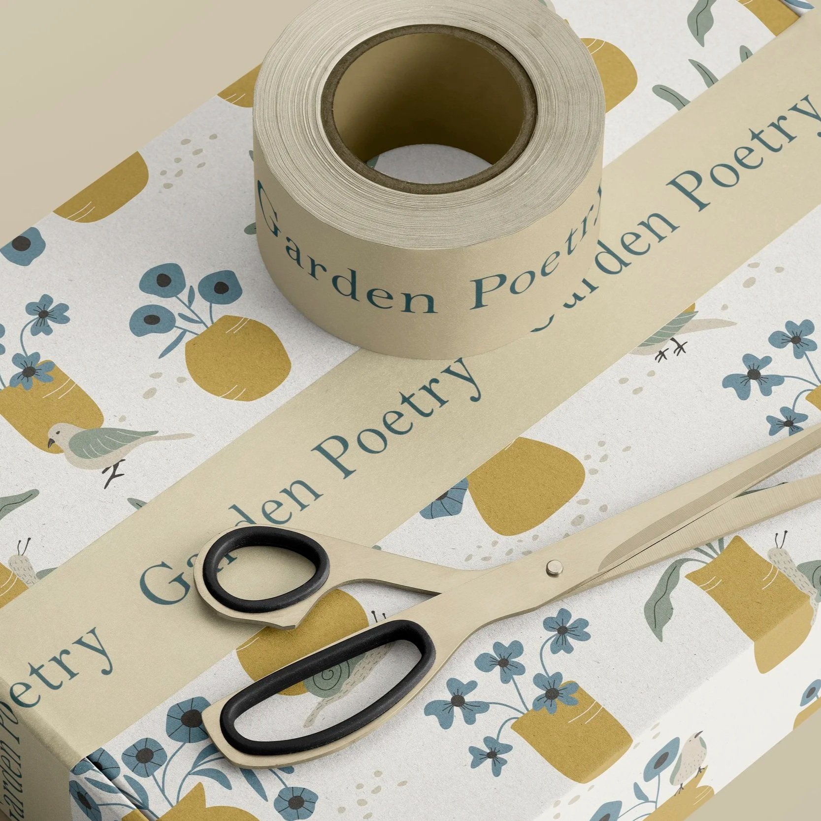 Washi tape mockup featuring the Garden Poetry collection designed for stationery, journaling and creative paper projects.
