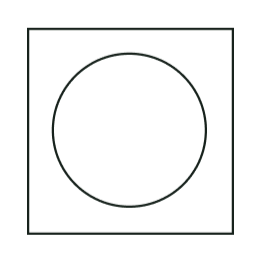 A geometric diagram showing a circle inscribed within a square.