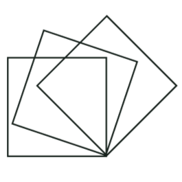 Four overlapping transparent geometric squares arranged in a fan shape.