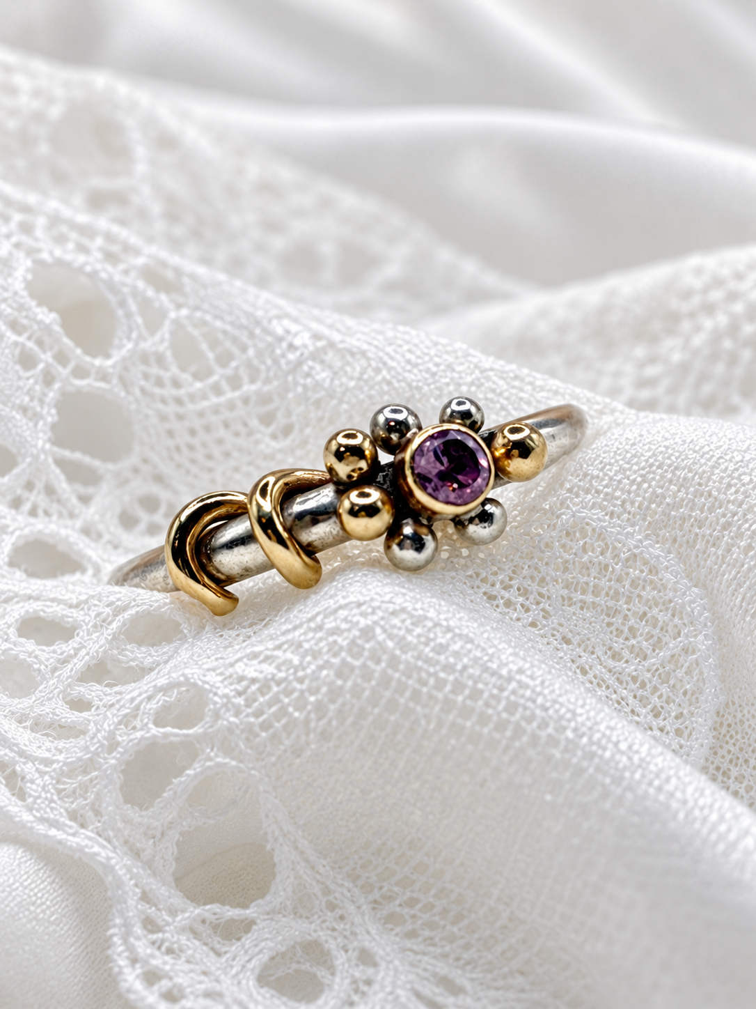 ‘Lyra’ – Sterling Silver, 9ct Gold & Customisable CZ Ring
