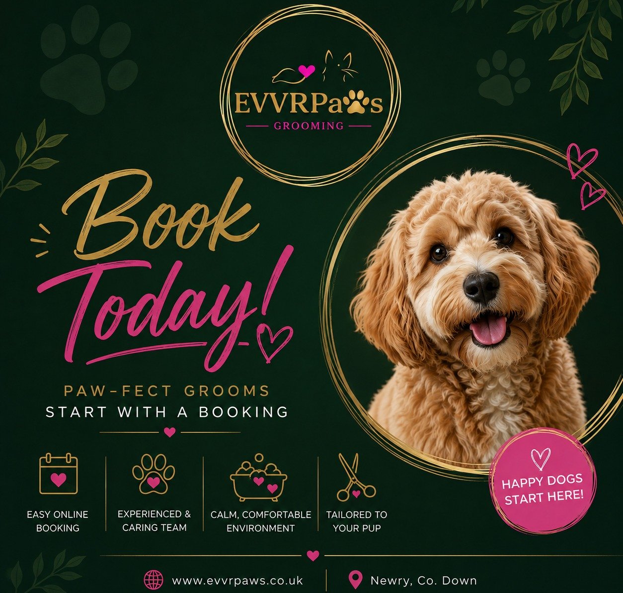 🐾 Limited Availability This Thursday Afternoon! 🛁

Has your pup been putting off their spa day? Now's the perfect time! 💚

We have a small number of grooming appointments available this Thursday afternoon, but once they're gone, they're gone!

Whe