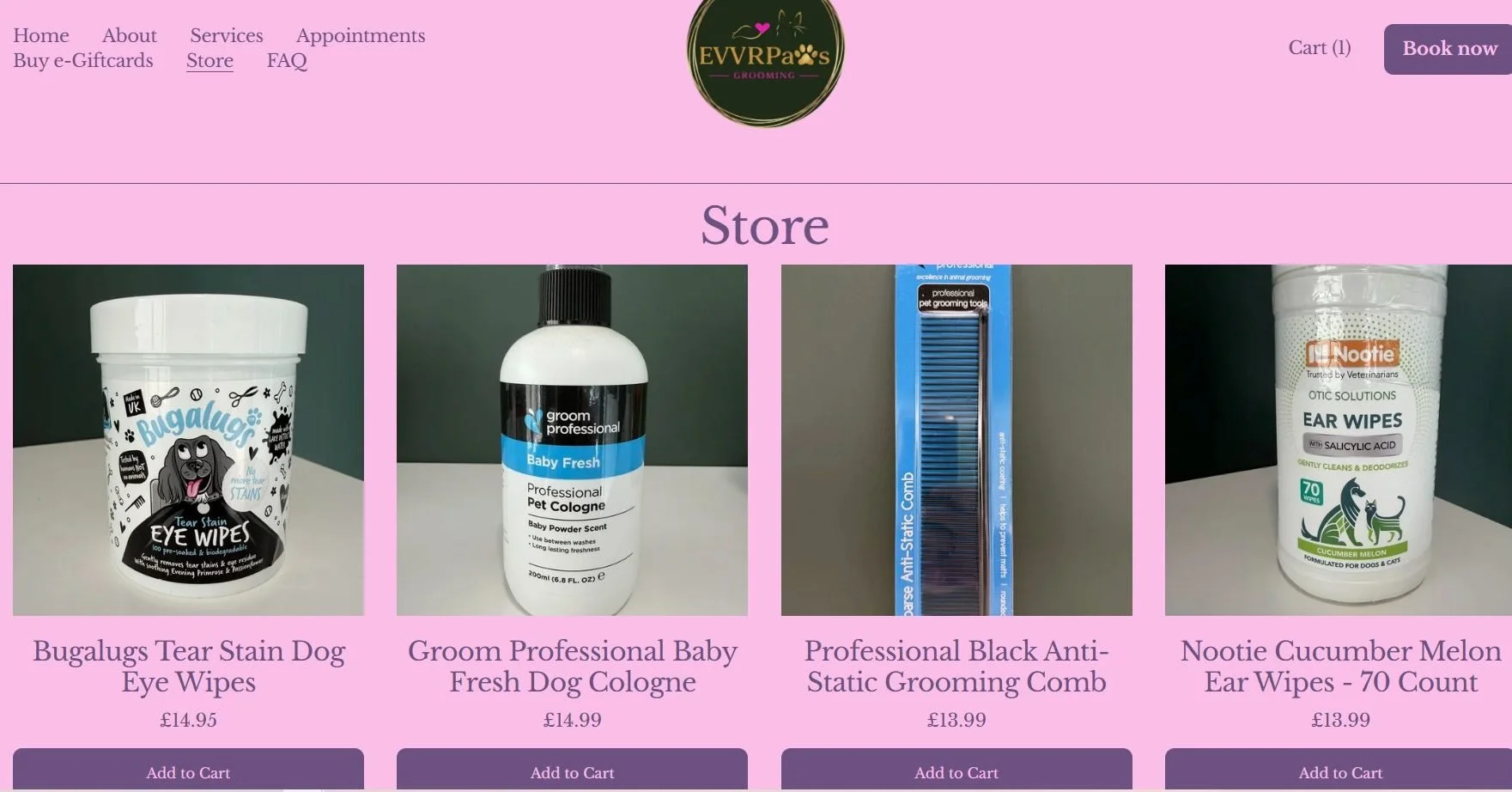 SHOP OUR FAVOURITE PRODUCTS AT EVVRPAWS

Did you know we have a range of products available to purchase in the salon?

Whether you&rsquo;re looking for something to help keep your pup looking fresh between grooms, a little treat, or something practic