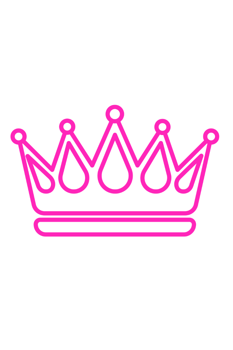 Neon pink crown outline to represent royalty dog grooming treatment.