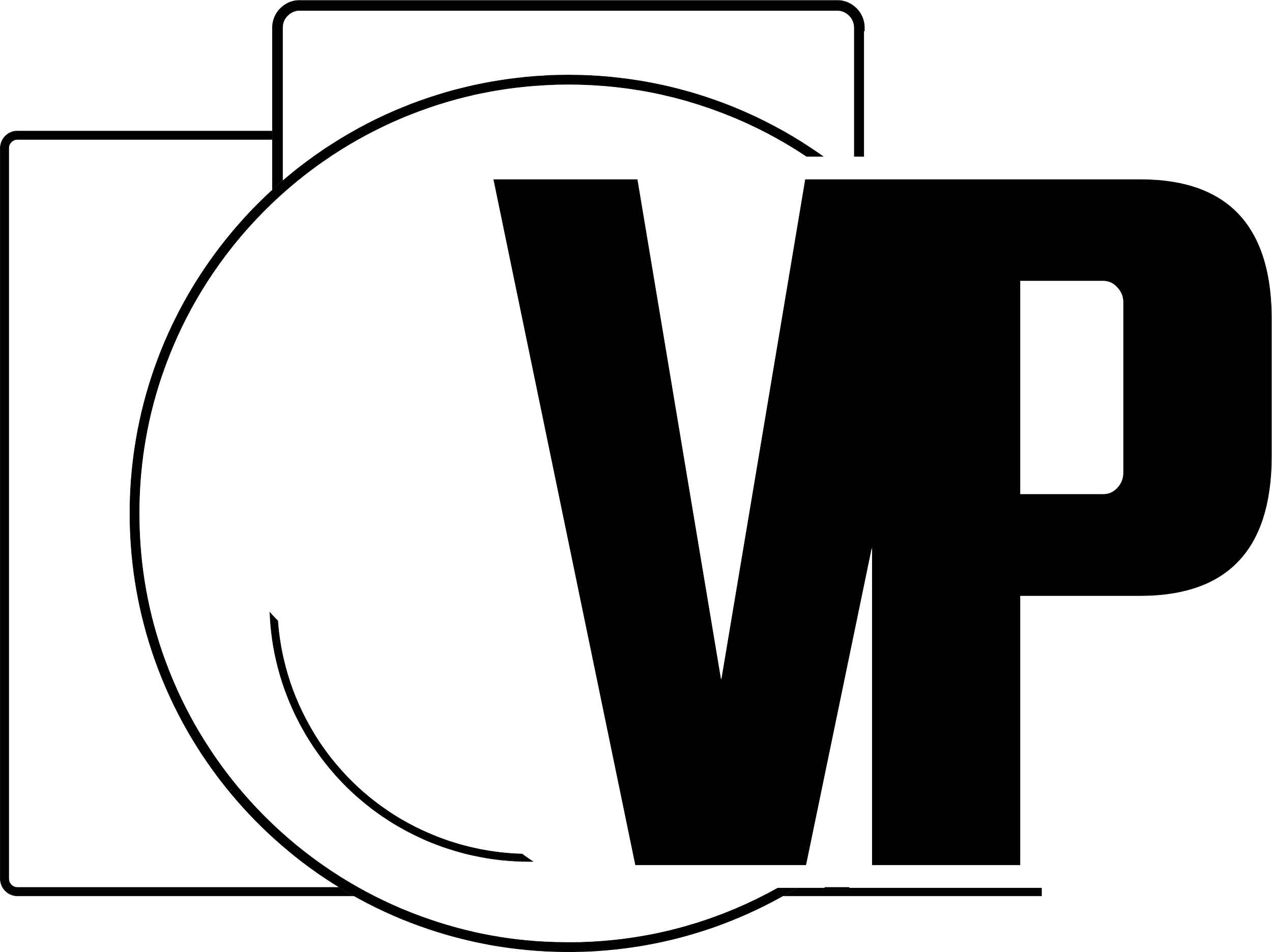 Outline of a camera with the letter 'V' inside a circle on the lens.