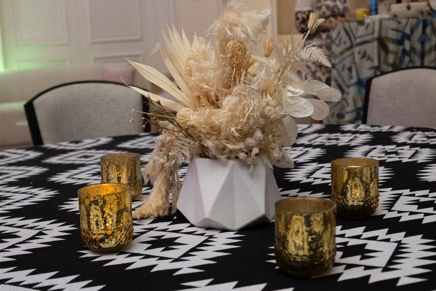 Dried floral and pampas grass boho centerpiece