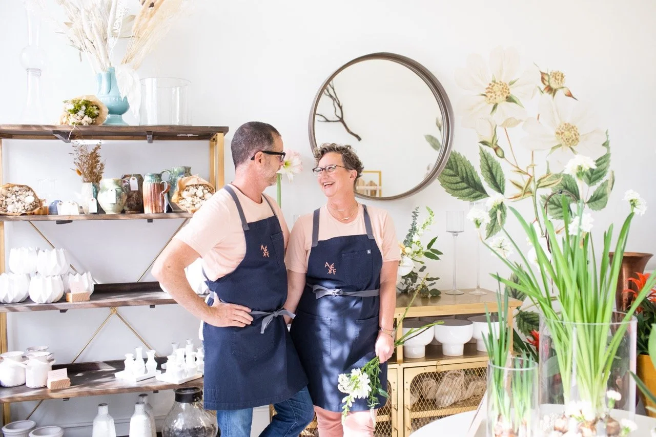 Artistic Florals owners Patrick Higgins and Derith Mason