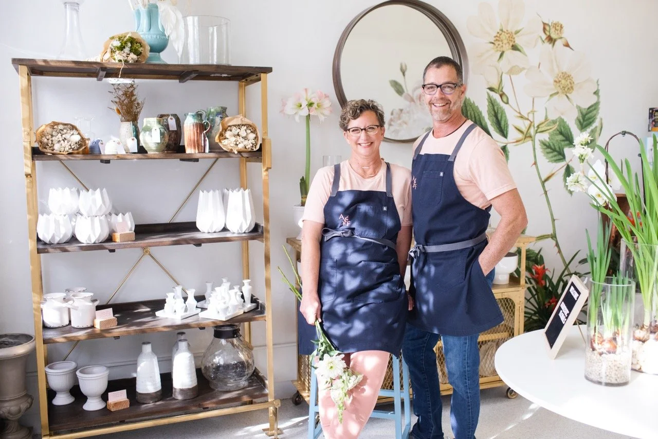Patrick Higgins and Derith Mason, florist in San Diego, California