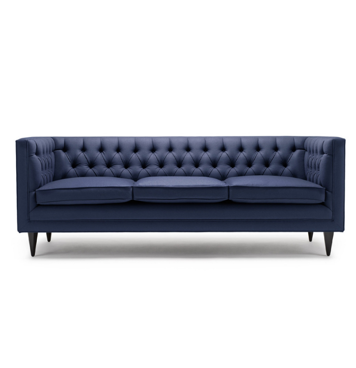 The Tux Lux Sofa, with the classic Tux deep buttoning with removable sofa cushions