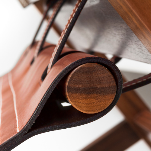 Close up of the seat showing the construction of the Saddle Up Chair