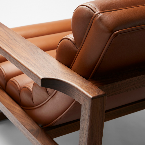 The Florence Easy Chair frame and seat shown from behind.