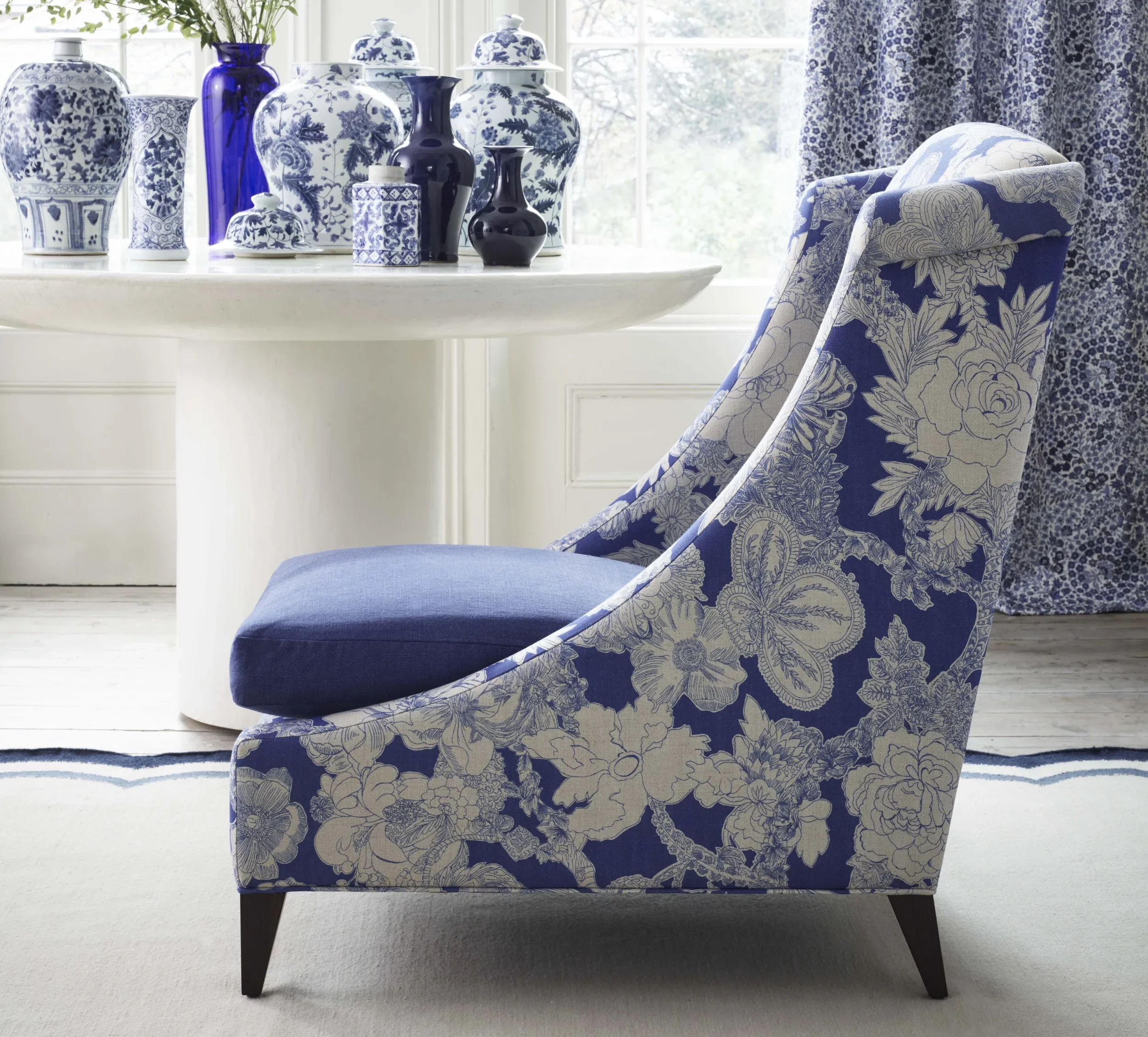 Liberty Fabrics collaboration with Stuart Scott Furniture, showcasing the stunning fabrics of their modern collection.