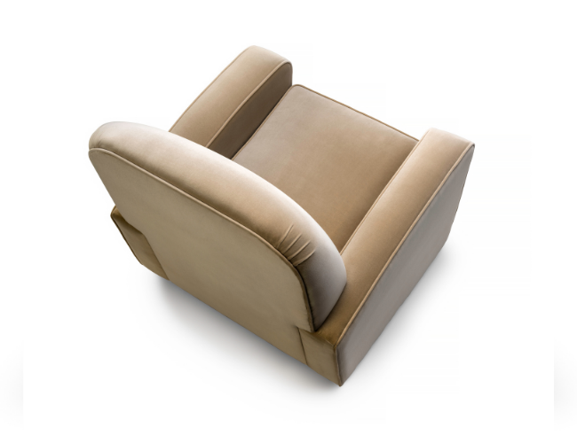 The Henri Armchair by Stuart Scott Furniture. Close up showing the chair from above.
