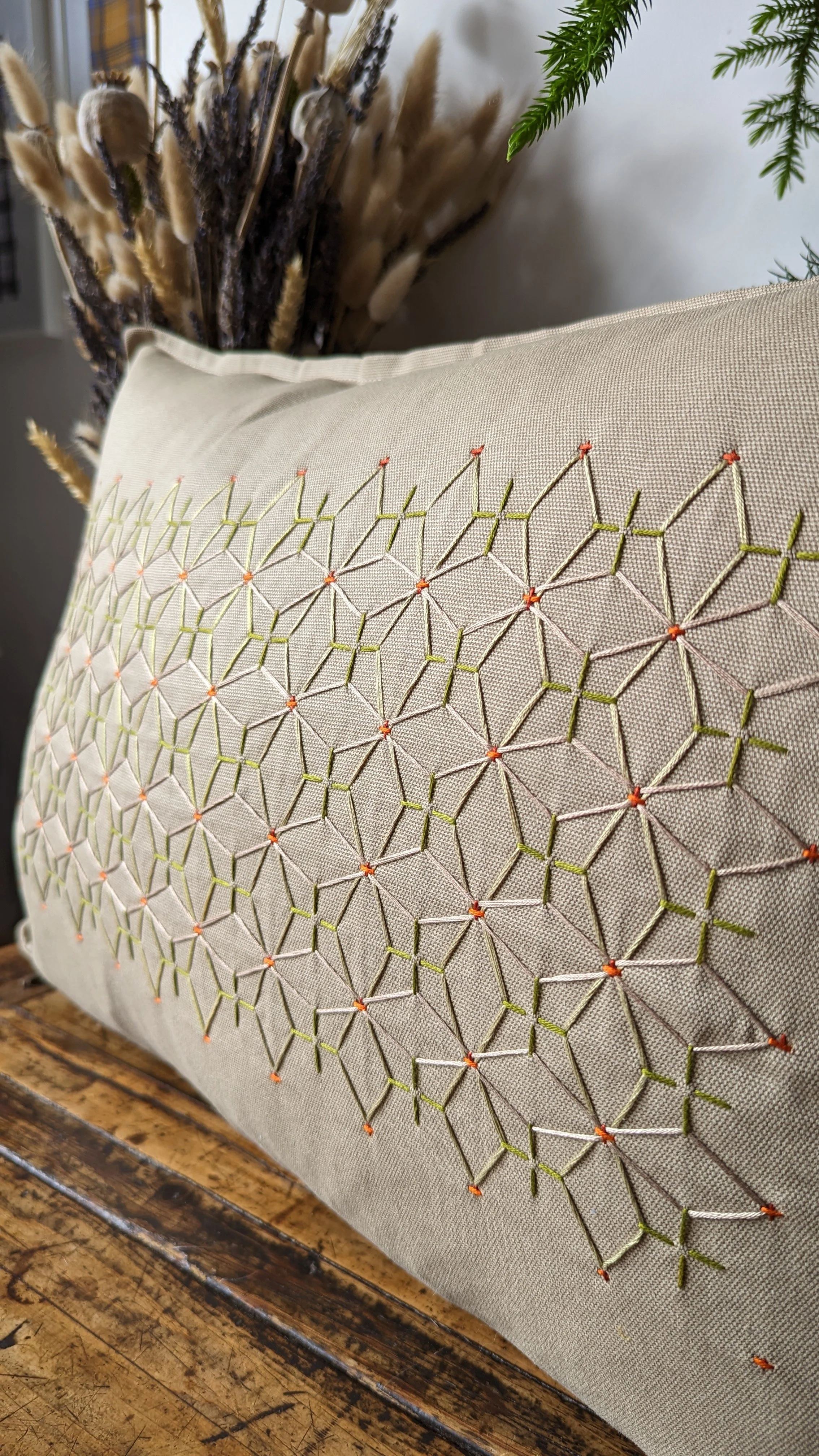 Taupe sashiko cushion closeup.jpg