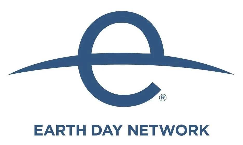 Logo of Earth Day Network featuring a stylized lowercase 'e' with an extended horizontal line, and the text 'Earth Day Network' below in blue.