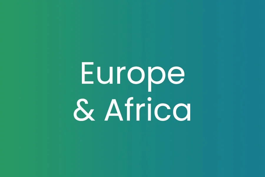 Text on a gradient background reads 'Europe & Africa'.