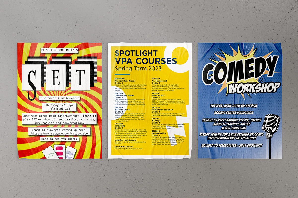 Promotional Fliers for Merrimack College events