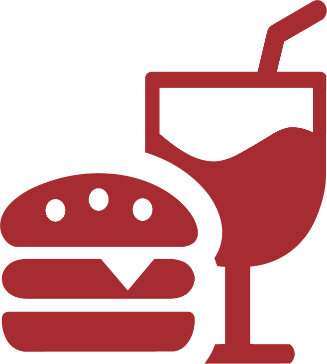 Icon of a burger and a drink with a straw.