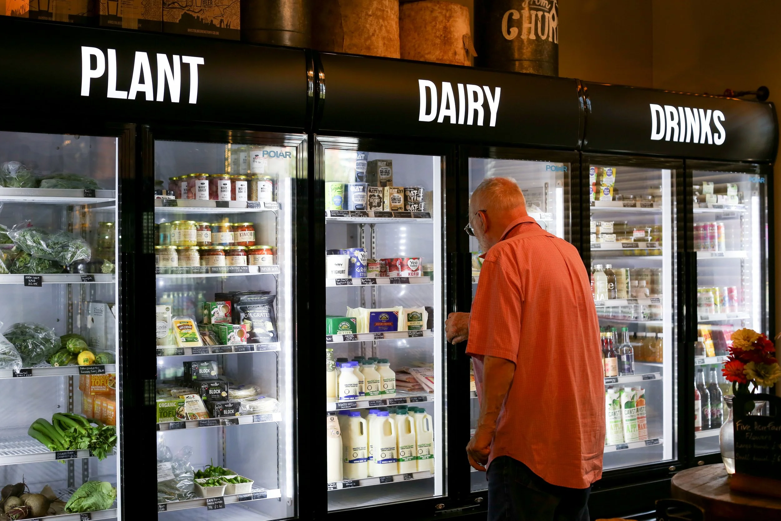 Five Acre Farm section inside the bakery - fresh milk refill station