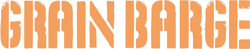 Text in bold orange capital letters says 'GRAIN BARGE'.