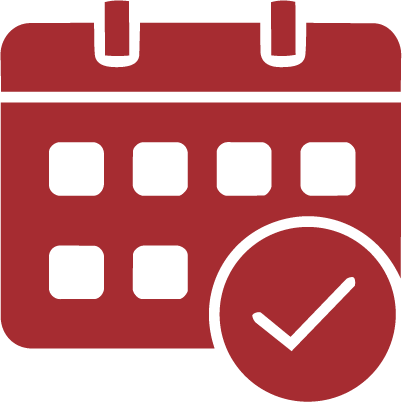 Icon of a calendar with a check mark indicating a scheduled or completed event.