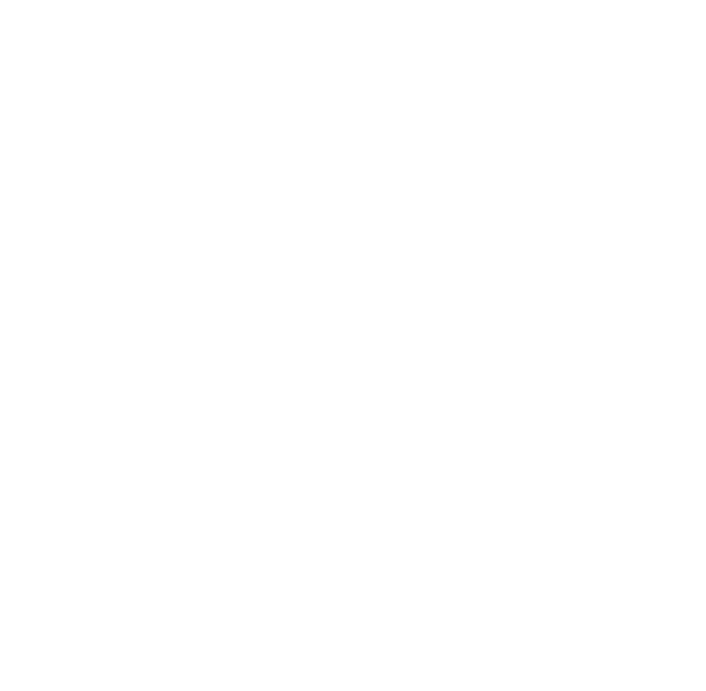 White line drawing of a sitting dog with a long, curled tail on a black background.