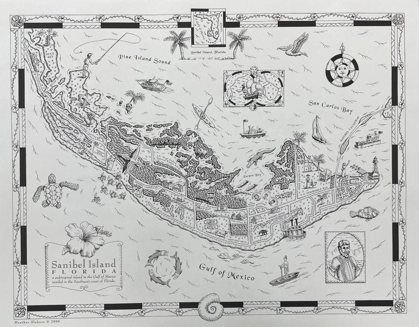 Map of Sanibel Island by Heather Slabosz