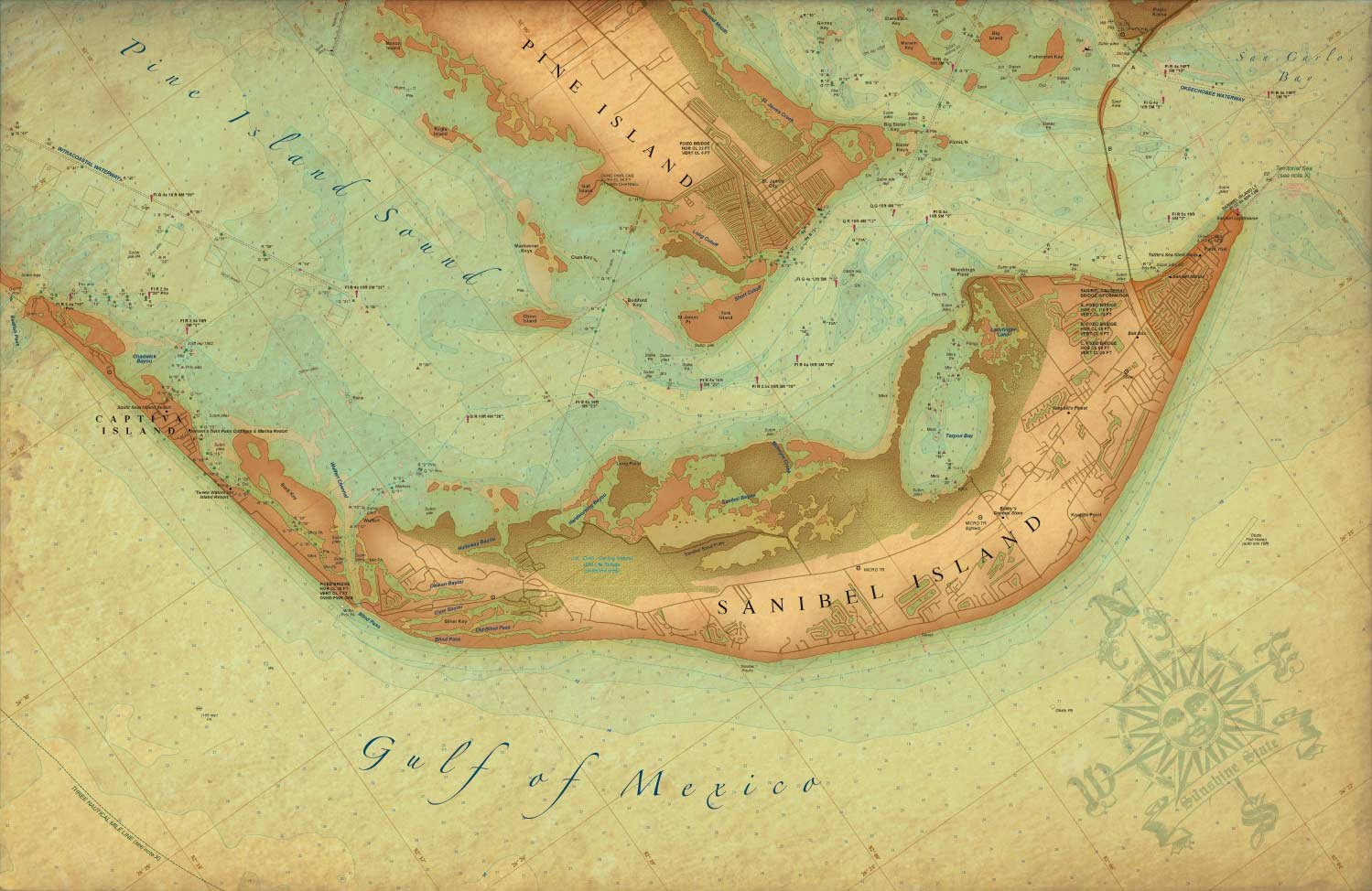 Vintage Map of Sanibel Island
