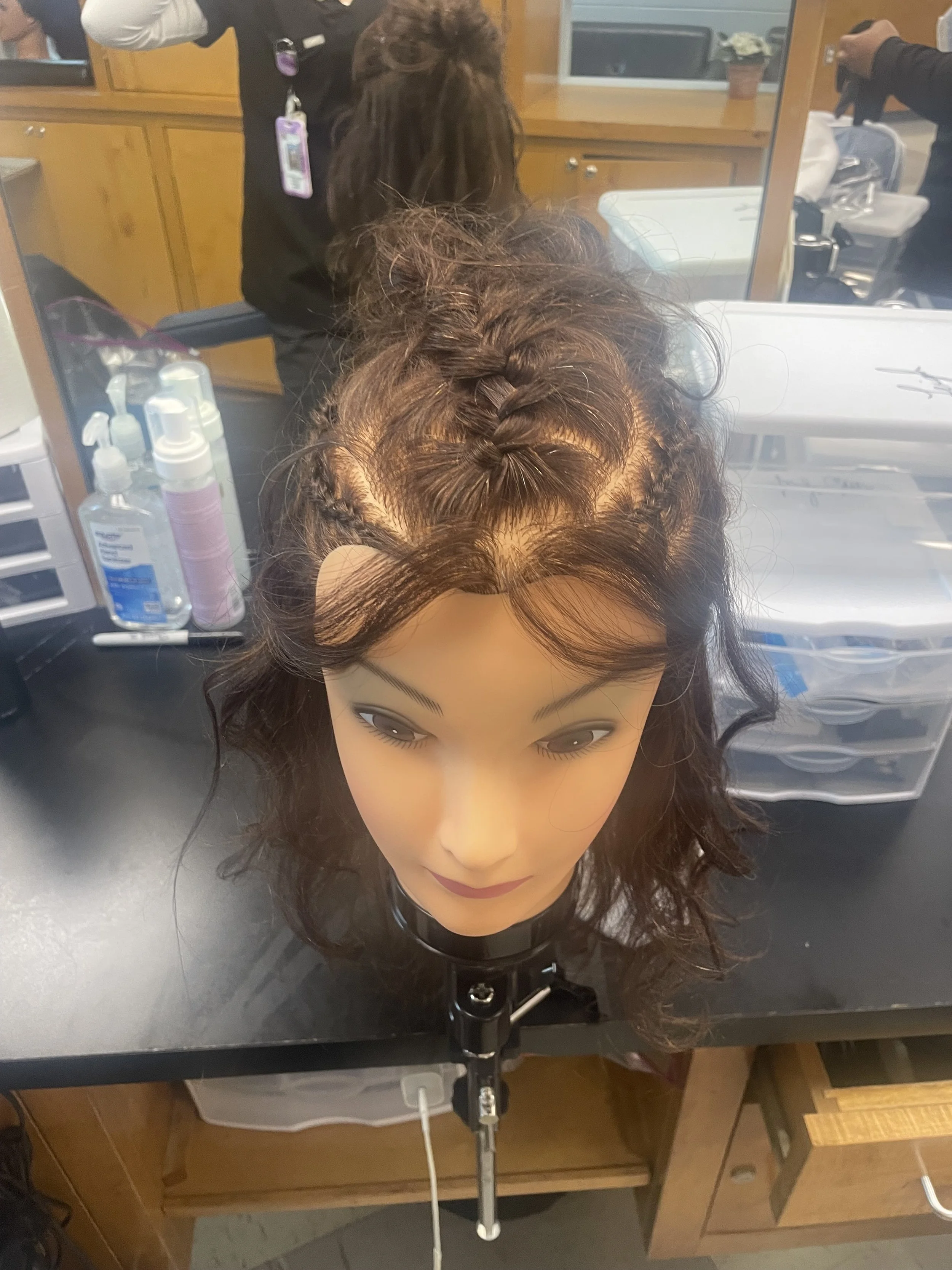 Half up half down with braids and curls