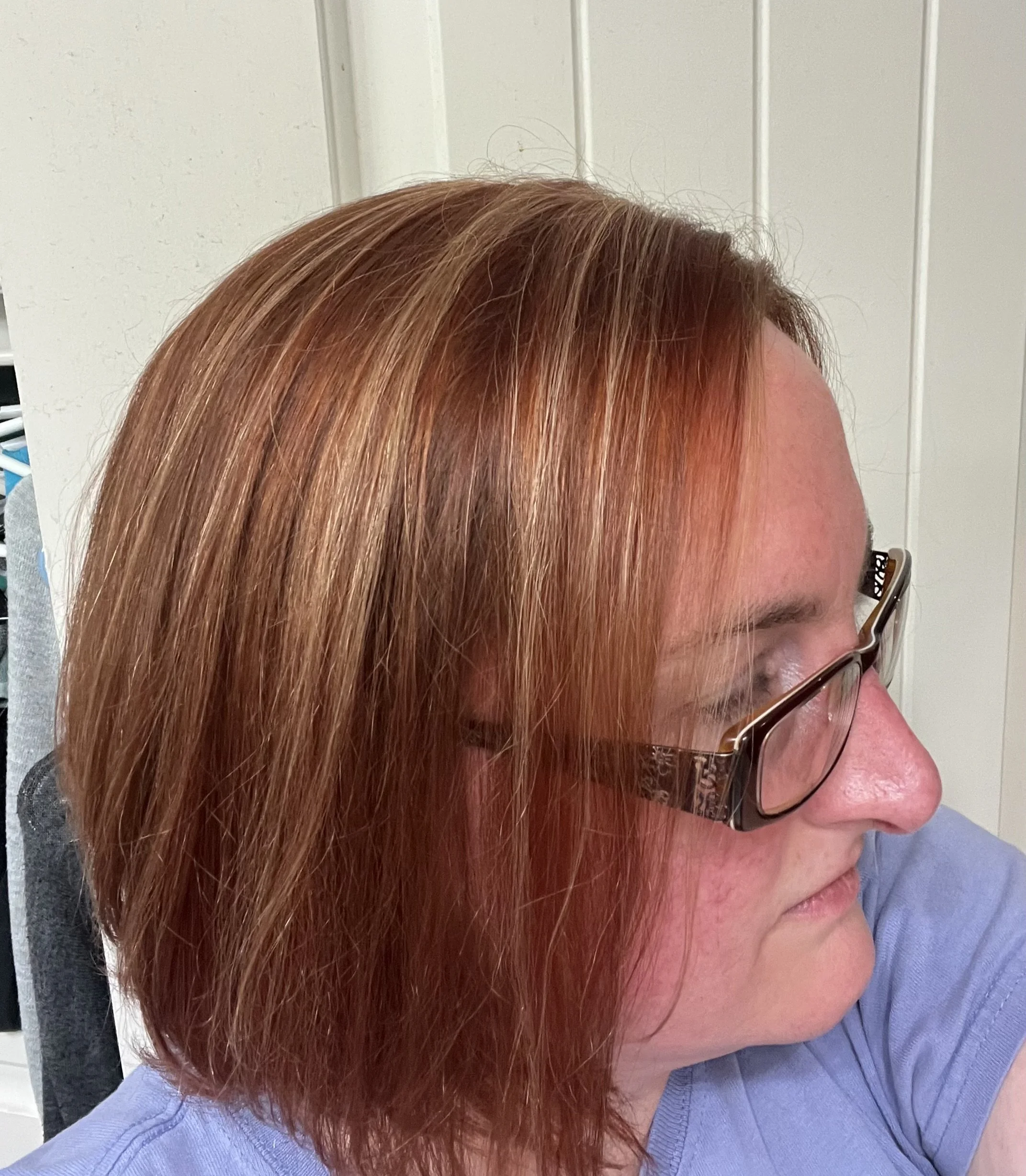 Ginger and blonde highlights and lowlights on a bixie