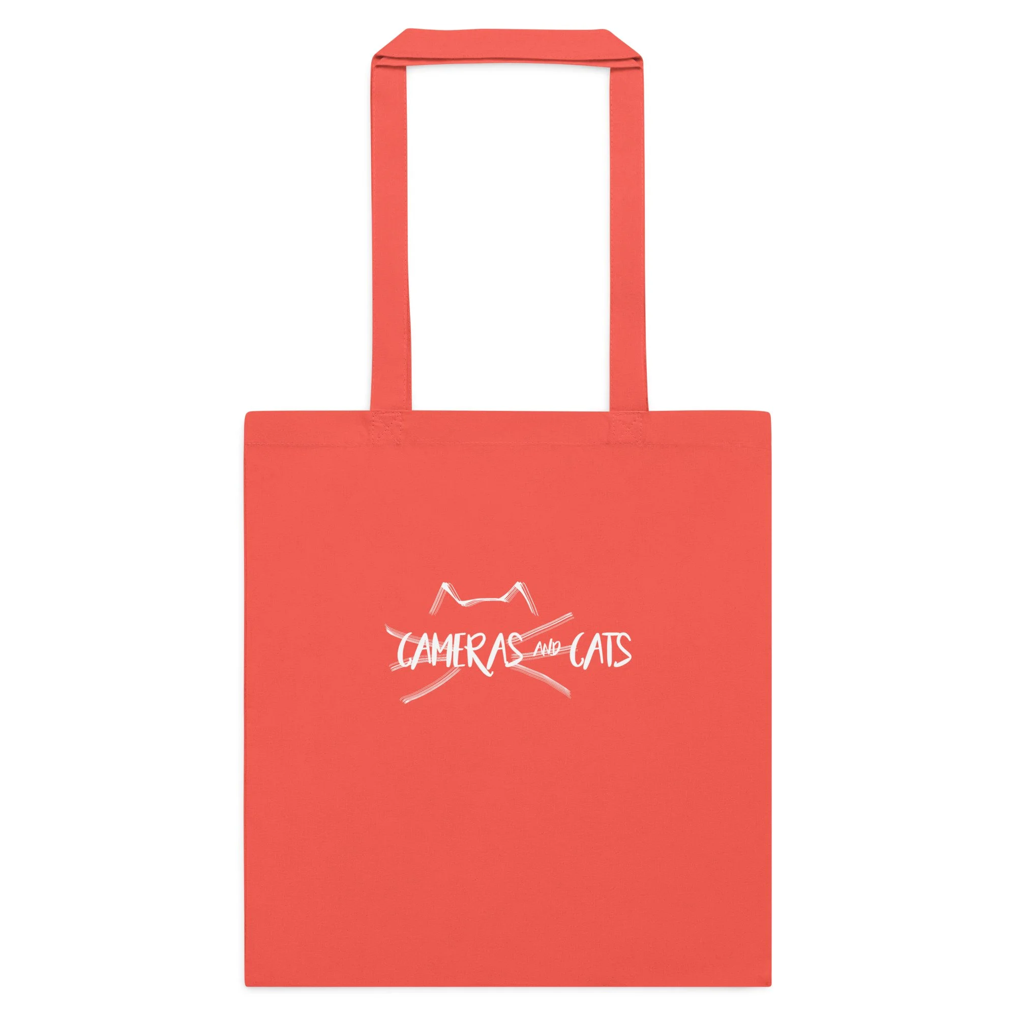 Whiskers Cotton Tote Bag White Text