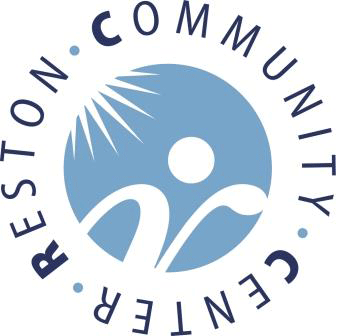 Logo of the Reinvent Community Center featuring a stylized person and sun rays.
