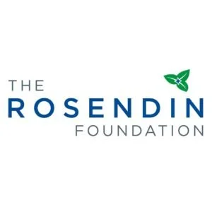 Logo of The Rosendin Foundation with a green leaf icon.