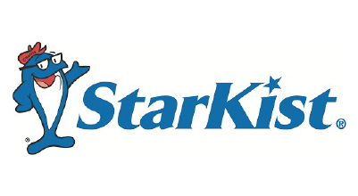 Starkist logo with cartoon tuna character wearing a red bandana, waving