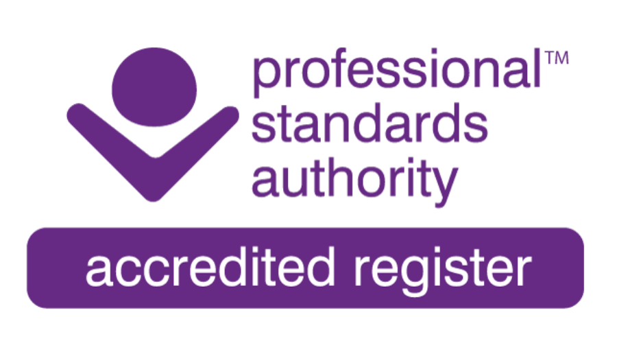 Logo and text indicating a professional standards authority and an accredited register.