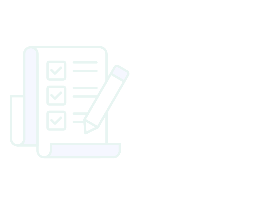 An illustration of a clipboard with a checklist and a large pencil next to it.