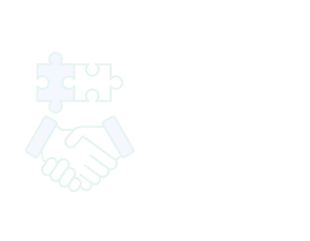 Handshake with puzzle pieces above it, symbolizing cooperation or partnership.